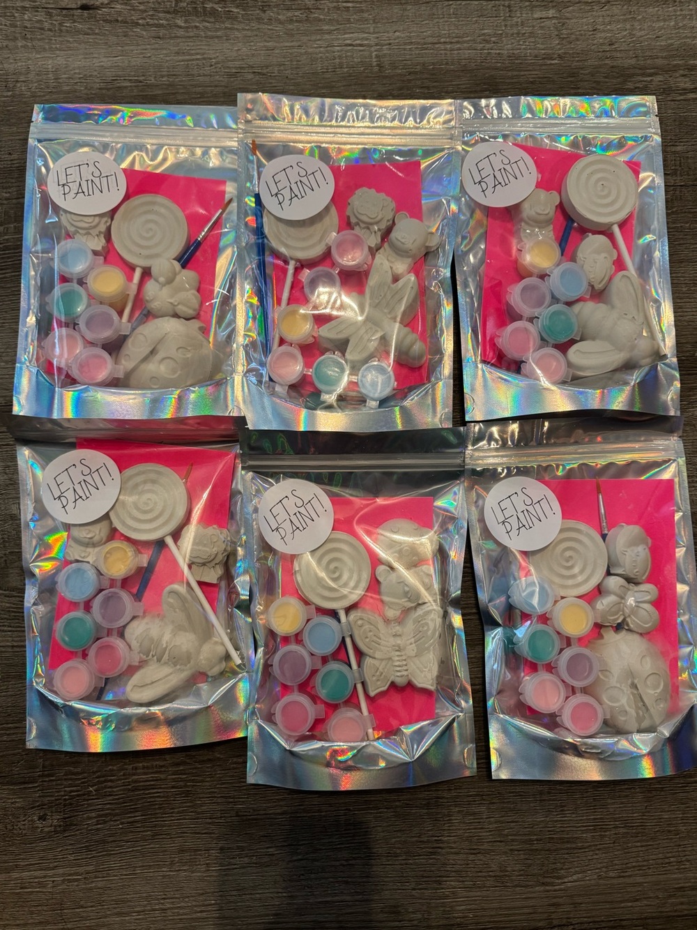 Paint-Your-Own Ceramic Favor Kits with Paint Pots - Pink Backing